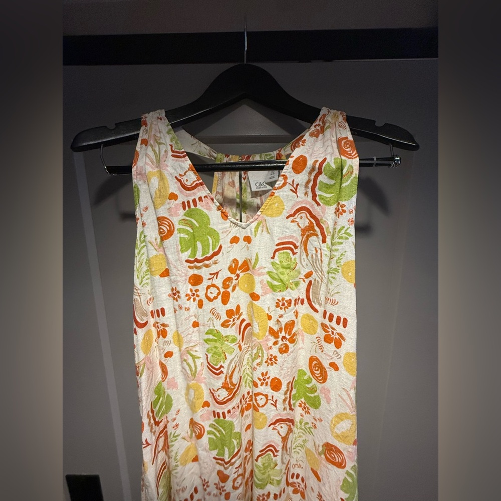C&C California Tropical Print Cotton Blend Midi Dress Size XS - Picture 3 of 9